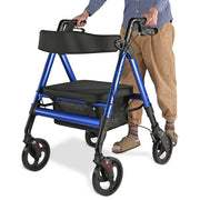 TheLAShop Rollator Aluminum Walker with Seat Back Support 450lbs 8" Casters