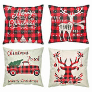TheLAShop Christmas Pillow Covers 18x18 4-Pack Xmas Decoration Linen Square