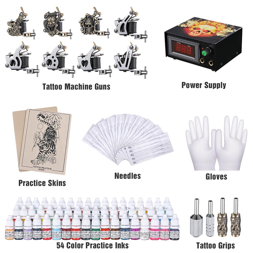 Complete Tattoo Kit 1 Machines Gun Tattoo Accessories Supply
