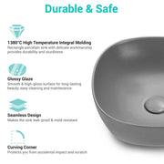 TheLAShop 16 inch Vessel Sink with Pop Up Drain Gray