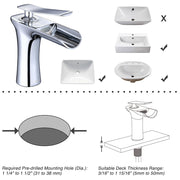 Aquaterior Waterfall Bathroom Faucet Single Handle Hot & Cold 6.5"H