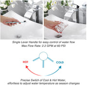 Aquaterior Waterfall Vessel Faucet 1-Handle Hot & Cold 10"H