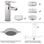Aquaterior Bathroom Faucet Single Handle Square Hot & Cold 8"H