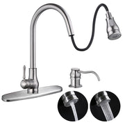 Aquaterior Pull-down Kitchen Faucet Single Handle w/ Soap Dispenser