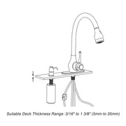 Aquaterior Pull-down Kitchen Faucet Single Handle w/ Soap Dispenser