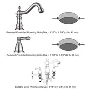 Aquaterior Widespread Bathroom Sink Faucet w/ Drain 2-Handle 6"H