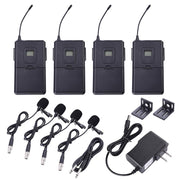 TheLAShop 4 Channel UHF Wireless Microphone System 4 Lapel Mics 262ft